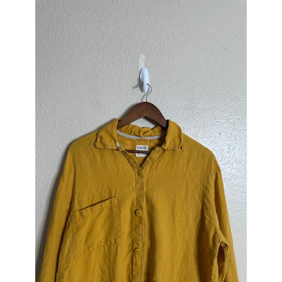 Moo 100% Linen Top and Pants Set Mustard Yellow Womans Medium - Picture 9 of 12